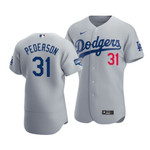 Men's Los Angeles Dodgers Joc Pederson #31 2020 World Series Champions Alternate MLB Jersey Gray