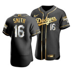 Men's Los Angeles Dodgers Will Smith #16 2020 World Series Champions Golden MLB Jersey Black