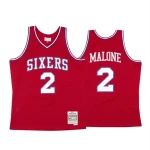 Men's Moses Malone #2 Philadelphia 76ers Red Hardwood Classics Nba Jersey