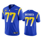 Rams Royal Andrew Whitworth #77 Captain Patch Jersey, Men