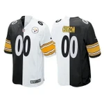 Men Pittsburgh Steelers Custom NFL Jersey Black White 2020 Split Game Football NFL Jersey