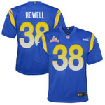 Super Bowl LVI Champions Los Angeles Rams Buddy Howell #38 Royal Youth's Jersey
