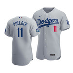 Men's Los Angeles Dodgers A.j. Pollock #11 2020 World Series Champions Gray Road MLB Jersey