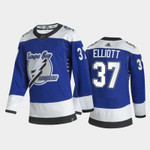 Tampa Bay Lightning Brian Elliott #37 2021 Reverse Retro Blue Special Edition Jersey, Men