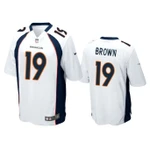 Men's Fred Brown #19 Denver Broncos White Game NFL Jersey