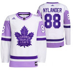 William Nylander #88 2021 HockeyFightsCancer Toronto Maple Leafs White Primegreen Jersey