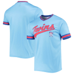 Men's Stitches Light Blue/Royal Minnesota Twins Cooperstown Collection V-Neck Team Color Jersey