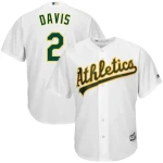 Khris Davis Oakland Athletics Majestic Home Official Cool Base Player MLB Jersey - White