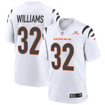 Super Bowl LVI Champions Cincinnati Bengals Trayveon Williams #32 White Men's Jersey