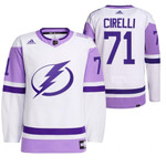 Anthony Cirelli Tampa Bay Lightning 2021 HockeyFightsCancer White 71 Primegreen Jersey
