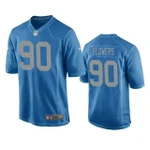 Detroit Lions Trey Flowers Blue Throwback Game NFL Jersey
