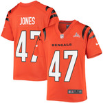 Super Bowl LVI Champions Cincinnati Bengals Keandre Jones #47 Orange Youth's Jersey