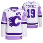 Matthew Tkachuk 2021 HockeyFightsCancer Calgary Flames White #19 Primegreen Jersey
