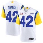 Super Bowl LVI Patch Los Angeles Rams Matthew Orzech #42 White Men's Jersey