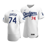 Men's Los Angeles Dodgers Kenley Jansen #74 2020 World Series Champions Home MLB Jersey White