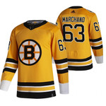 Brad Marchand #63 Boston Bruins 2021 Reverse Retro Jersey Gold