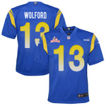 Super Bowl LVI Champions Los Angeles Rams John Wolford #13 Royal Youth's Jersey