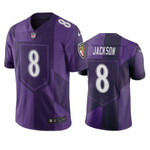 Ravens Lamar Jackson #8 Purple City Edition Jersey, Men