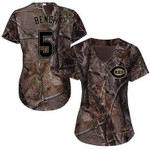 Cincinnati Reds #5 Johnny Bench Camo Realtree Collection Cool Base Women's Stitched Baseball Jersey Mlb- Women's