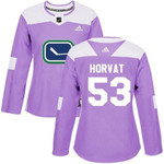 Adidas Vancouver Canucks #53 Bo Horvat Purple Authentic Fights Cancer Women's Stitched NHL Jersey NHL- Women's