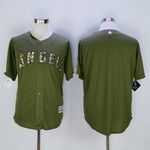 Men's La Angels Of Anaheim Blank Green Salute To Service Majestic Baseball Jersey Mlb