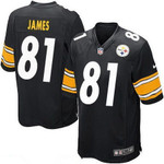 Men's Pittsburgh Steelers #81 Jesse James Black Team Color Stitched Nfl Nike Game Jersey Nfl