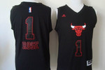Chicago Bulls #1 Derrick Rose 2015 Black With Red Fashion Jersey Nba
