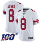Giants #8 Daniel Jones White Men's Stitched Football 100Th Season Vapor Limited Jersey Nfl