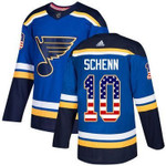 Adidas Blues #10 Brayden Schenn Blue Home Usa Flag Stitched Nhl Jersey Nhl