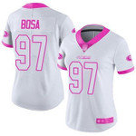 49Ers #97 Nick Bosa White Pink Women's Stitched Football Limited Rush Fashion Jersey Nfl- Women's