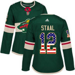 Adidas Minnesota Wild #12 Eric Staal Green Home Usa Flag Women's Stitched Nhl Jersey Nhl- Women's