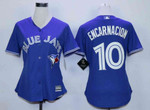 Women's Toronto Blue Jays #10 Edwin Encarnacion Blue Women New Cool Base Jersey Mlb- Women's