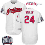 Men's Cleveland Indians #24 Andrew Miller White Home 2016 World Series Patch Stitched Mlb Majestic Flex Base Jersey Mlb