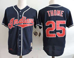 Men's Cleveland Indians #25 Jim Thome Navy Blue Throwback 1995 World Series Patch Stitched Mlb Cooperstown Collection Jersey Mlb