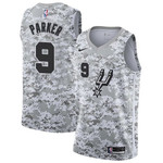 Men's Nike San Antonio Spurs #9 Tony Parker White Camo Basketball Swingman Earned Edition Jersey Nba