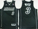 Miami Heat #3 Dwyane Wade Revolution 30 Swingman All Black With White Jersey Nba