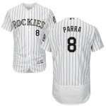 Colorado Rockies 8 Gerardo Parra White Strip Flexbase Collection Stitched Baseball Jersey Mlb