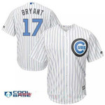 Men's Chicago Cubs #17 Kris Bryant White With Baby Blue Father's Day Stitched Mlb Majestic Cool Base Jersey Mlb