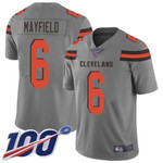 Browns #6 Baker Mayfield Gray Men's Stitched Football Limited Inverted Legend 100Th Season Jersey Nfl