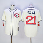 Men's Chicago Cubs #21 Sammy Sosa Retired Cream 1929 Majestic Cooperstown Collection Throwback Jersey Mlb