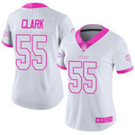Chiefs #55 Frank Clark White Pink Women's Stitched Football Limited Rush Fashion Jersey Nfl- Women's