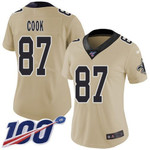 Nike Saints #87 Jared Cook Gold Women's Stitched Nfl Limited Inverted Legend 100Th Season Jersey Nfl- Women's
