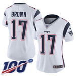 Nike Patriots #17 Antonio Brown White Women's Stitched Nfl 100Th Season Vapor Limited Jersey Nfl- Women's