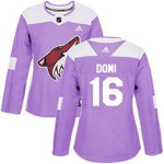 Adidas Arizona Coyotes #16 Max Domi Purple Authentic Fights Cancer Women's Stitched NHL Jersey NHL- Women's