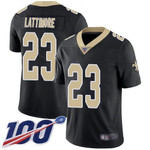 Nike Saints #23 Marshon Lattimore Black Team Color Men's Stitched Nfl 100Th Season Vapor Limited Jersey Nfl