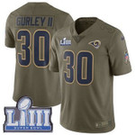 #30 Limited Todd Gurley Olive Nike Nfl Men's Jersey Los Angeles Rams 2017 Salute To Service Super Bowl Liii Bound Nfl