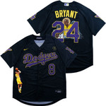 Men's Los Angeles Dodgers Front #8 Back #24 Kobe Bryant Black With Kb Patch Cool Base Stitched Mlb Fashion Jersey Mlb