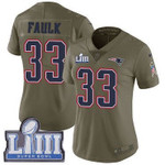 #33 Limited Kevin Faulk Olive Nike Nfl Women's Jersey New England Patriots 2017 Salute To Service Super Bowl Liii Bound Nfl