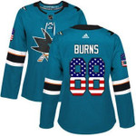 Adidas San Jose Sharks #88 Brent Burns Teal Home Usa Flag Women's Stitched Nhl Jersey Nhl- Women's