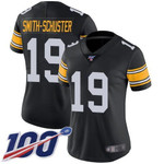 Nike Steelers #19 JuJu Smith-Schuster Black Alternate Women's Stitched NFL 100th Season Vapor Limited Jersey NFL- Women's